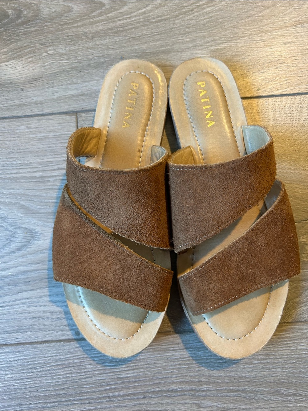 Patina ( Portland Leather) Brown suede slide sandals Size 7